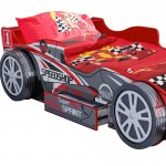 Pat Masina de Formula 1 (rosu) - Patut Premium in forma de Masina F1 din lemn MDF cu roti 3D cu finisaje  Deluxe High Gloss
